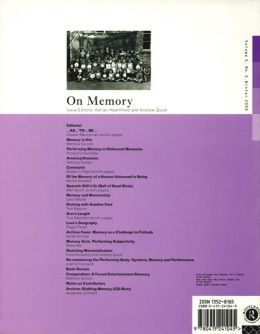 Back cover of Performance Research: Volume 5 Issue 3 - On Memory