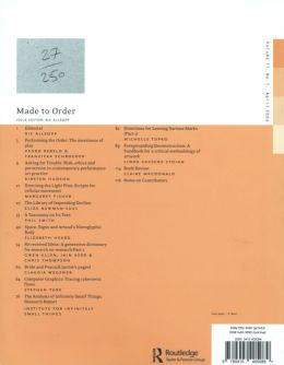 Back cover of Performance Research: Volume 11 Issue 1 - Made to Order