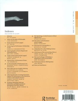 Back cover of Performance Research: Volume 11 Issue 2 - Indexes Back cover of Performance Research: Volume 11 Issue 2 - Indexes