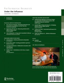 Back cover of Performance Research: Volume 22 Issue 6 - Under the Influence