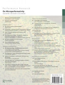 Back cover of Performance Research: Volume 25 Issue 3 - On Microperformativity