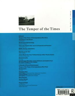 Back cover of Performance Research: Volume 1 Issue 1 - The Temper of the Times