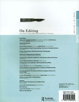 Back cover of Performance Research: Volume 7 Issue 1 - On Editing