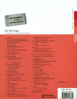 Back cover of Performance Research: Volume 9 Issue 2 - On the Page