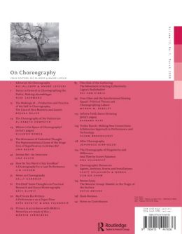 Back cover of Performance Research: Volume 13 Issue 1 - On Choreography