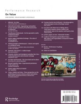 Back cover of Performance Research: Volume 18 Issue 2 - On Value