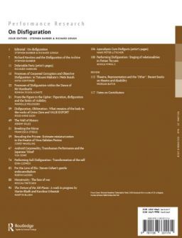 Back cover of Performance Research: Volume 23 Issue 8 - On Disfiguration