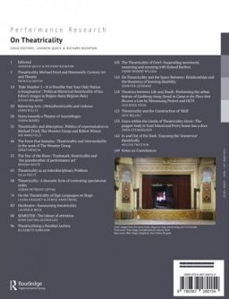 Back cover of Performance Research: Volume 24 Issue 4 - On Theatricality