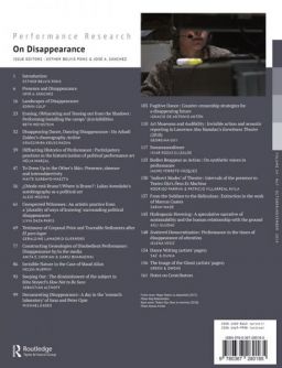 Back cover of Performance Research: Volume 24 Issue 7 - On Disappearance